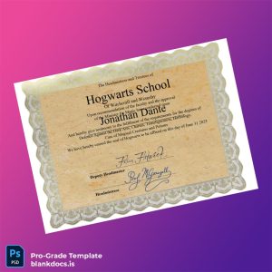 Blank UK Hogwarts School Diploma in Witchcraft and Wizardry Document Preview - BlankDocs