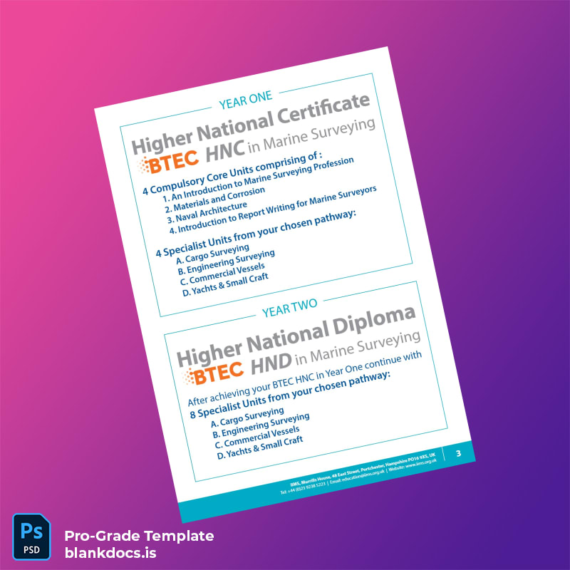 Blank UK International Institute of Marine Surveying Higher National Certificate in Marine Surveying Template page 3 Document Preview - BlankDocs