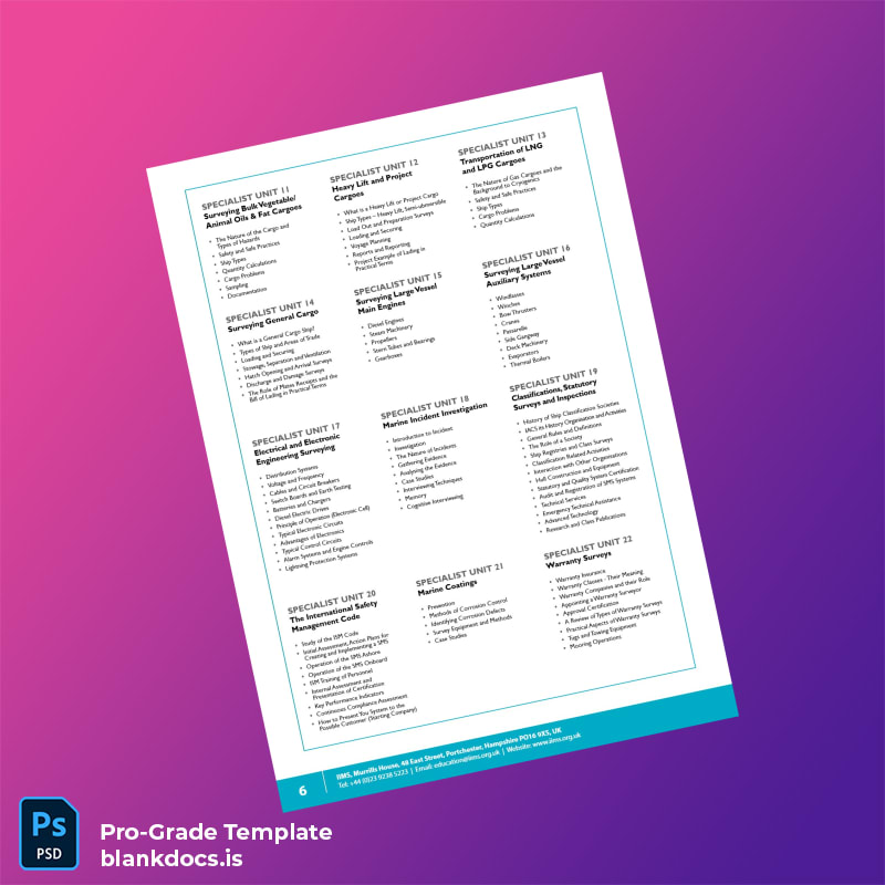 Blank UK International Institute of Marine Surveying Higher National Certificate in Marine Surveying Template page 6 Document Preview - BlankDocs