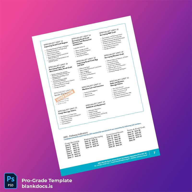 Blank UK International Institute of Marine Surveying Higher National Certificate in Marine Surveying Template page 7 Document Preview - BlankDocs