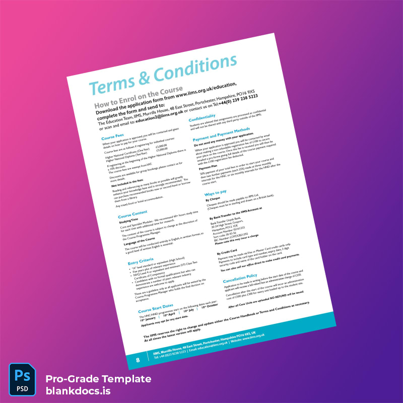 Blank UK International Institute of Marine Surveying Higher National Certificate in Marine Surveying Template page 8 Document Preview - BlankDocs