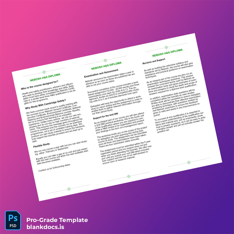 Blank UK NEBOSH National Diploma in Occupational Safety and Health page 3 Document Preview - BlankDocs