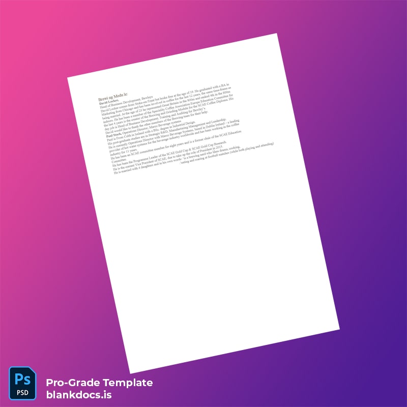 Blank UK SCAE Coffee Diploma in Brewing and Grinding Document Preview - BlankDocs