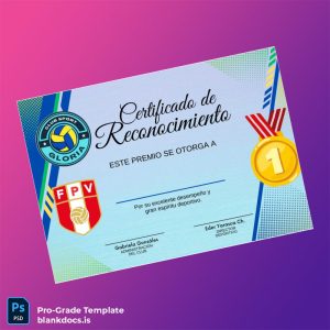 Blank USA Club Sport Gloria Recognition Certificate Template Document Preview - BlankDocs