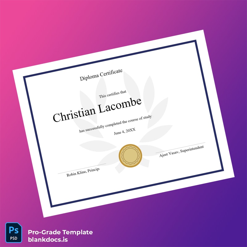 Blank USA Diploma Certificate Template Document Preview - BlankDocs