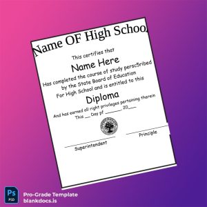 Blank USA High School Diploma Template Document Preview - BlankDocs