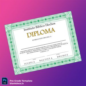 Blank USA Instituto Biblico Hechos Diploma Template Document Preview - BlankDocs
