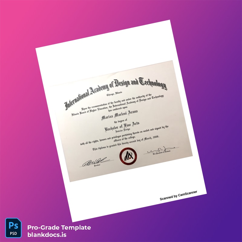 Blank USA International Academy of Design and Technology Bachelor of Fine Arts in Interior Design Template Document Preview - BlankDocs