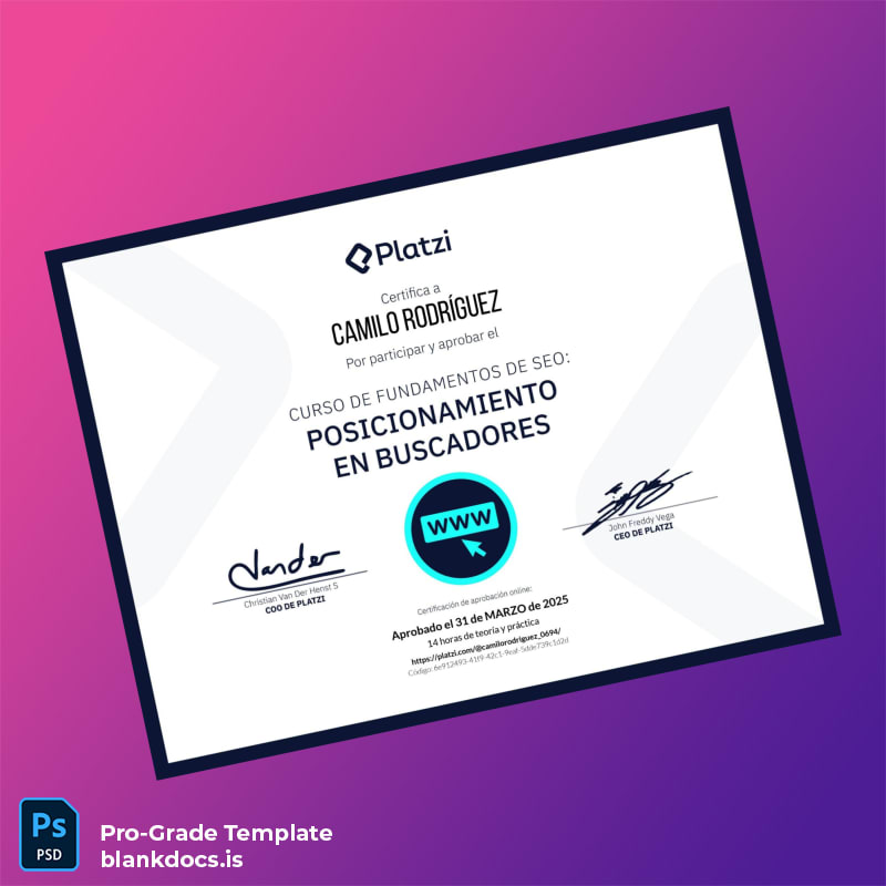 Blank USA Platzi Diploma in SEO Template Document Preview - BlankDocs