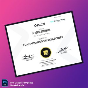 Blank USA Platzi Fundamentals of JavaScript Certificate Document Preview - BlankDocs