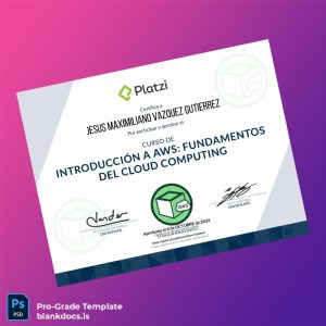 Blank USA Platzi Introduction to AWS Cloud Computing Certificate Document Preview - BlankDocs