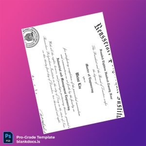 Blank USA Rensselaer Polytechnic Institute Master of Engineering in Industrial and Management Engineering Template Document Preview - BlankDocs