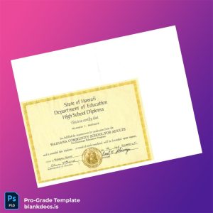 Blank USA Wahiawa Community School for Adults High School Diploma Document Preview - BlankDocs