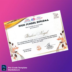 Blank United Arab Emirates Ajman American Private School High School Diploma Template Document Preview - BlankDocs