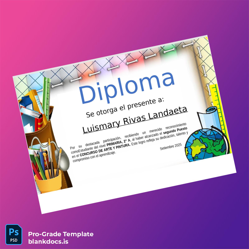 Blank Venezuela Diploma Primary Education Certificate Document Preview - BlankDocs