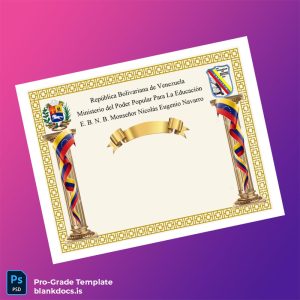 Blank Venezuela E. B. N. B. Monseñor Nicolás Eugenio Navarro Diploma Document Preview - BlankDocs