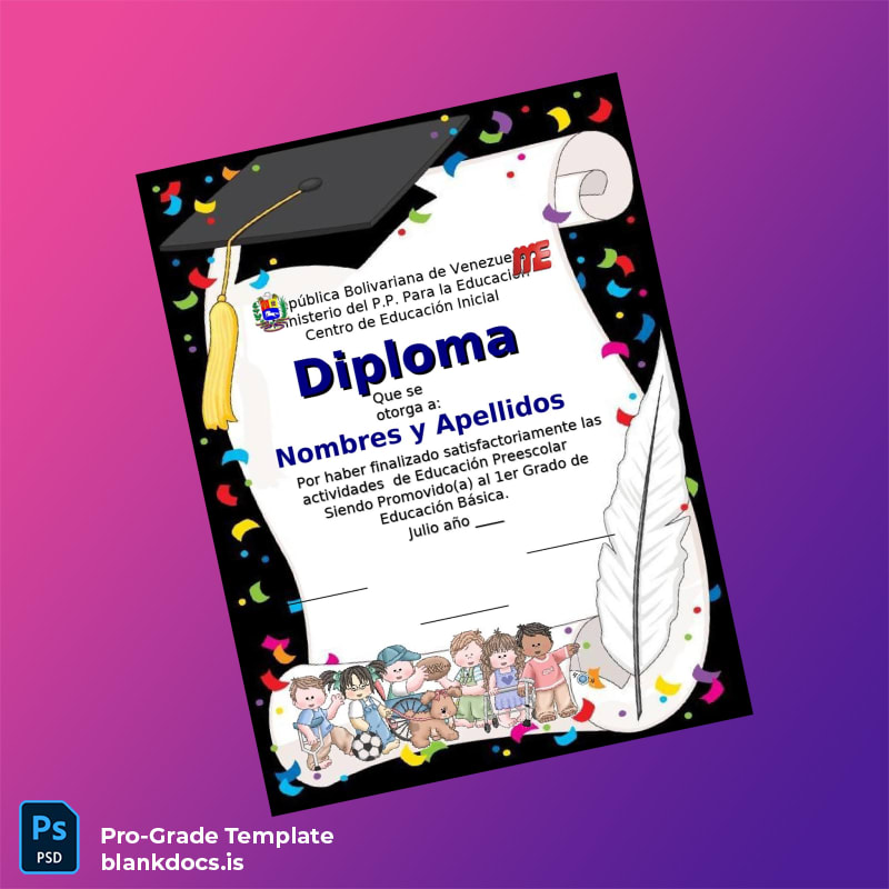 Blank Venezuela Ministry of Popular Power for Education Preschool Education Diploma Document Preview - BlankDocs