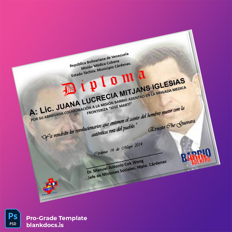 Blank Venezuela Misión Médica Cubana Diploma Template Document Preview - BlankDocs