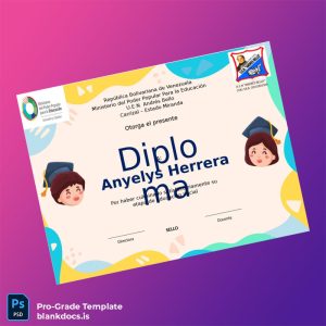 Blank Venezuela U.E.N Andrés Bello High School Diploma Document Preview - BlankDocs