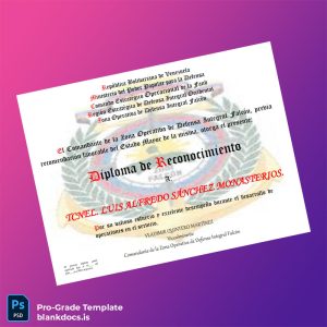 Blank Venezuela Zona Operativa de Defensa Integral Falcón Diploma of Recognition Document Preview - BlankDocs